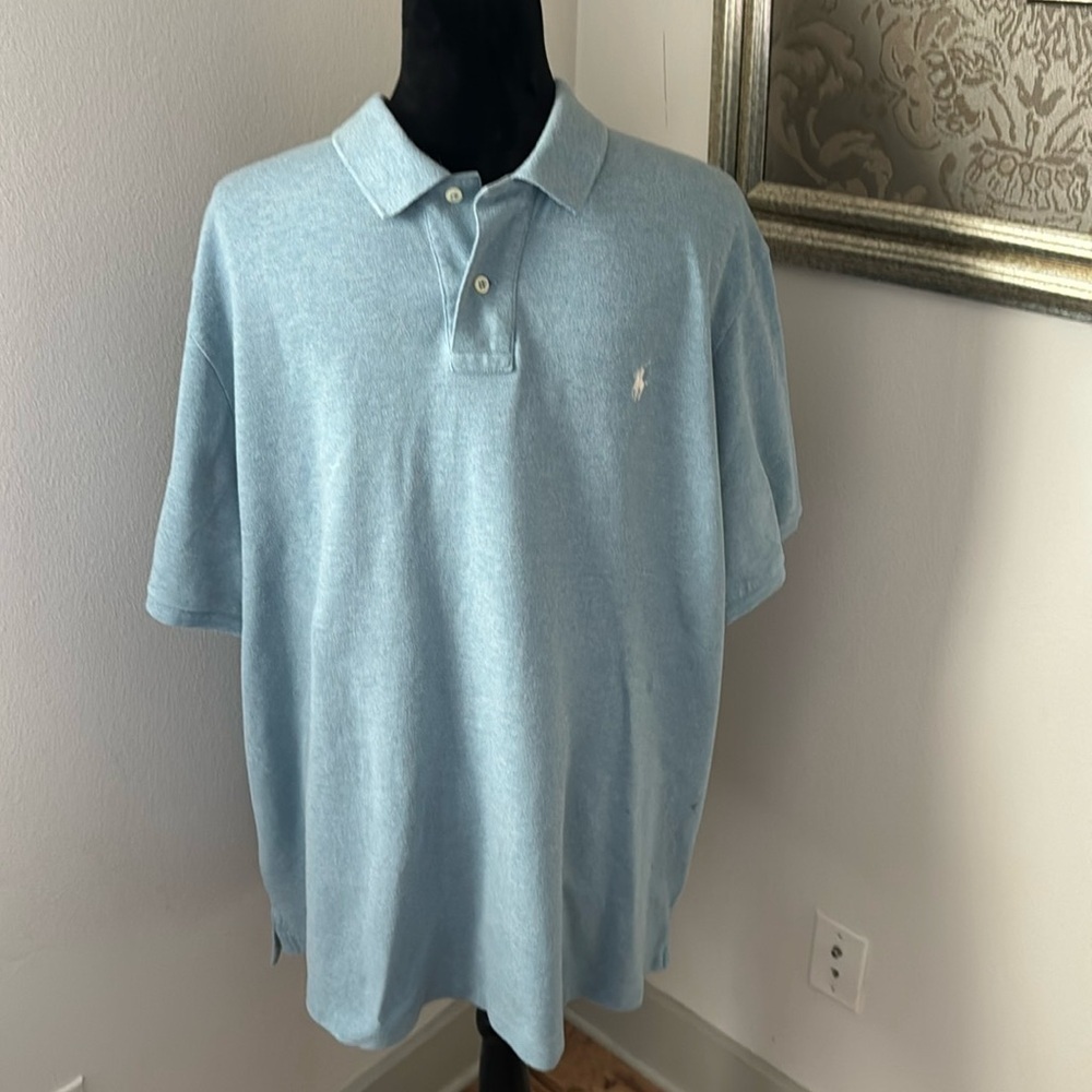 POLO Ralph Lauren Classic Fit Sz XXL heather blue white embroidered Polo shirt